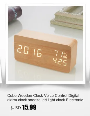 Mini Cube Wooden Clock Voice Control Electronic Table Clock LED Digital Desk Watch Nixie Radio For Children Bedside Alarm Clock