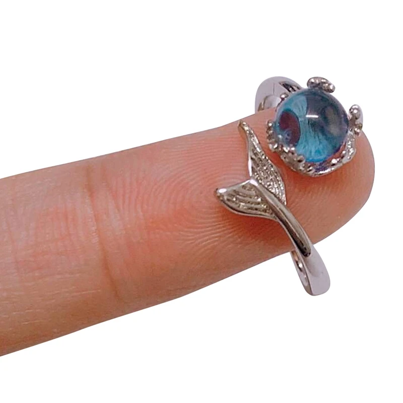 

2018 New Multicolor Mermaid Foam Open Ring Temperament Wild Simple Personality Fishtail Ring For Women Creative Fashion Jewelry