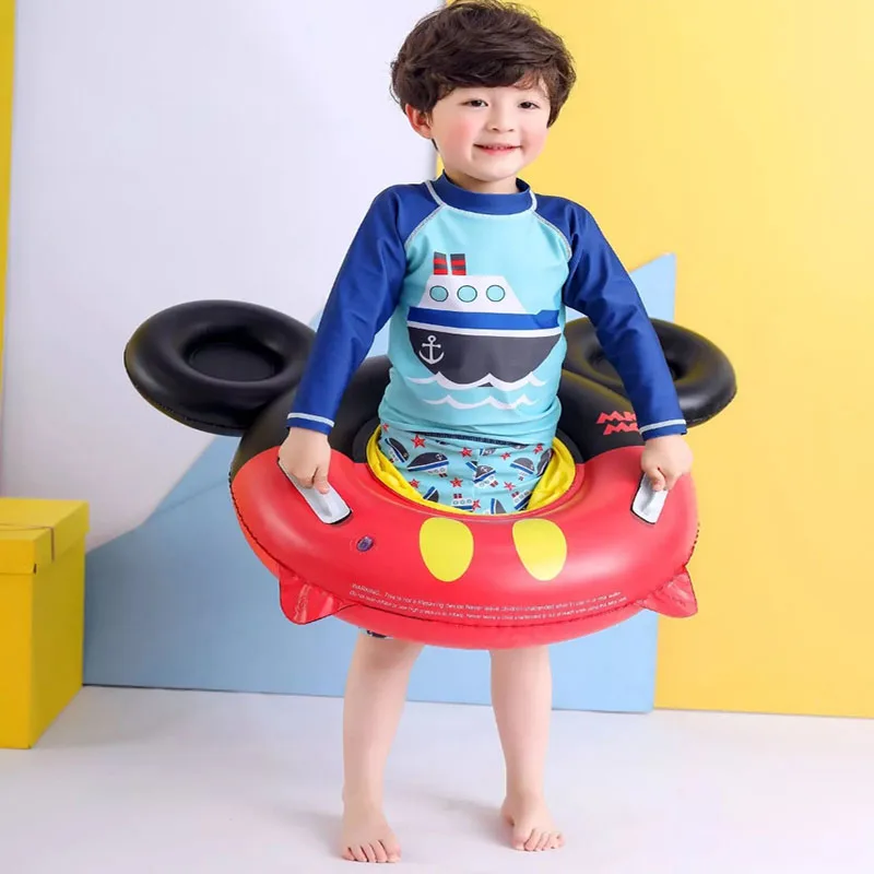 

0-4 Years Kids Cartoon Swimming Ring ChildGifts Baby Inflatable Pool Summer Fun Float Ring Kids Pool Toy Float With Handle