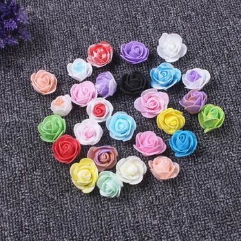 

200pcs/lot 3cm Rose Artificial Silk Flower Mini PE Foam Artificial Rose Flowers Wedding Decorative Flowers Wreaths