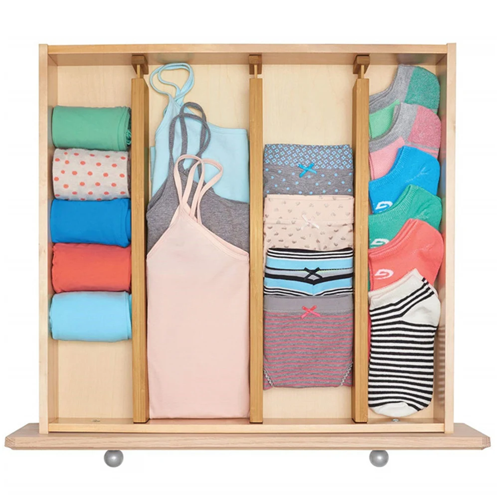 

4Pcs Office Adjustable Bedroom Drawer Dividers Free Separation Multipurpose Partition Board Retractable Stretch DIY Home Bamboo