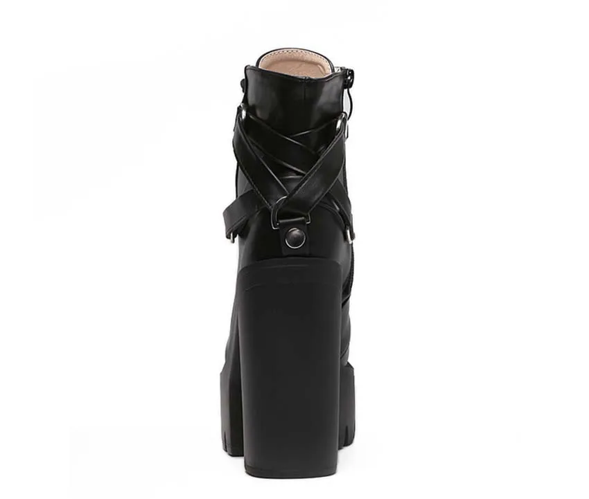 KNCOKAR-Ultra-High-Thick-Heel-Waterproof-Platform-Fashion-Show-Short-Boots-Belt-Round-Head-High-Heel. (2)