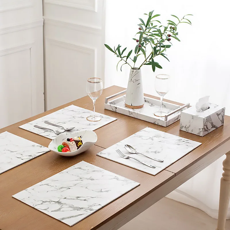 Hifuar мраморный коврик обеденный стол Посуда Подставки из искусственной кожи кухонные Салфетки сервировочные свадебный декоративный коврик