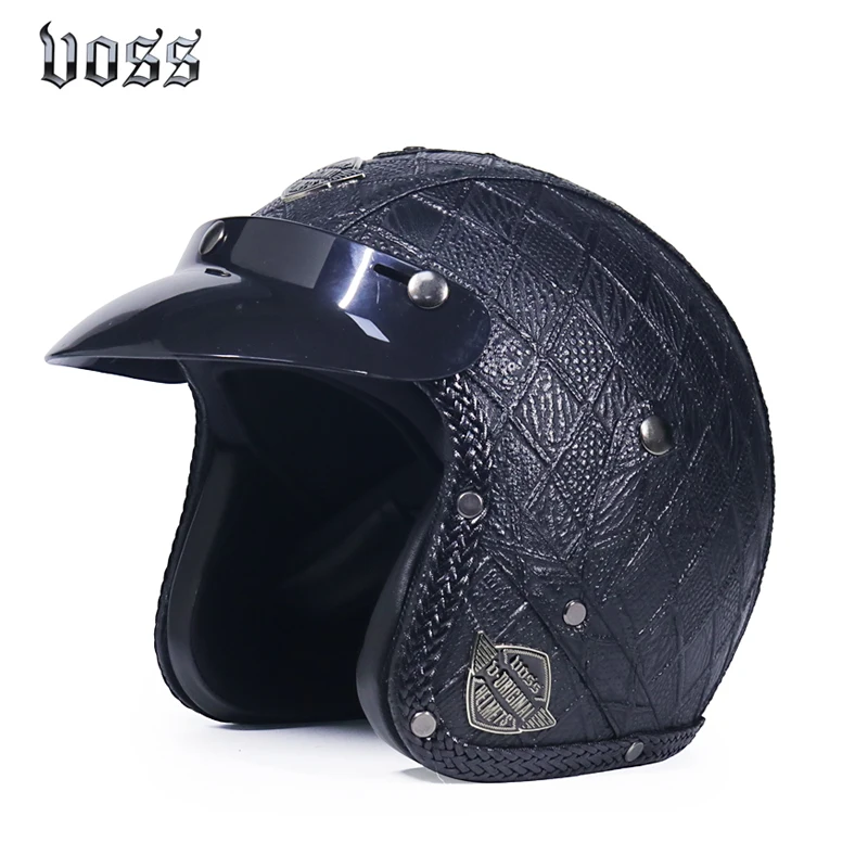Мото rcycle шлем Ретро шлем capacete3/4 Открытый шлем pu кожа точка сертификации cascos para moto - Цвет: 11A