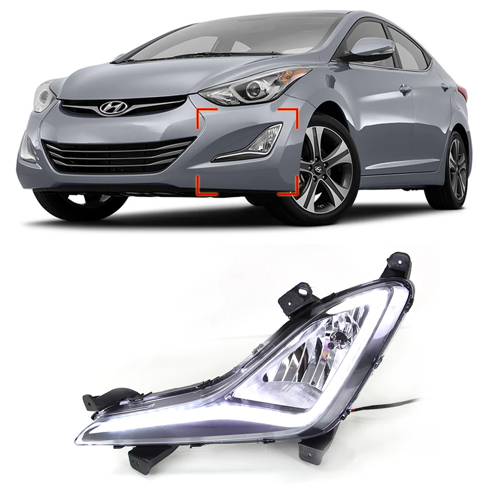 

New Car DRL Kit for Hyundai Elantra 2014 2015 LED Daytime Running Light bar Fog lamps bulbs daylight light for car led drl relay