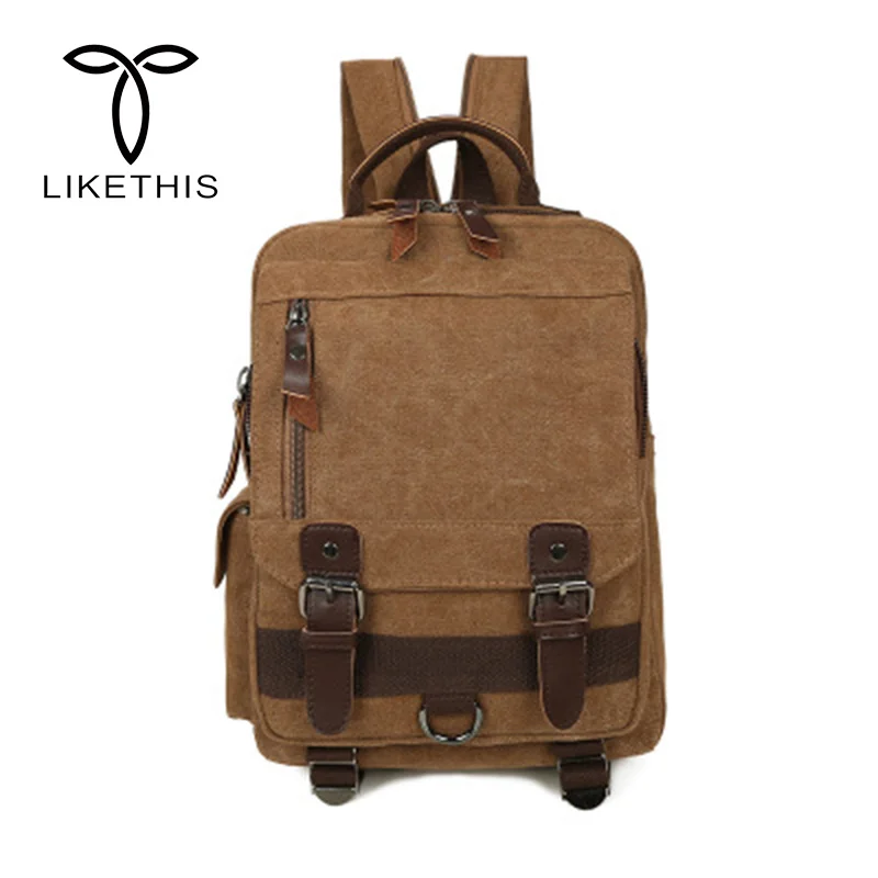 

Small Canvas Backpack Men Travel Back Pack Multifunctional Shoulder Bag Women Laptop Rucksack School Bags Female Daypack YJ-8573