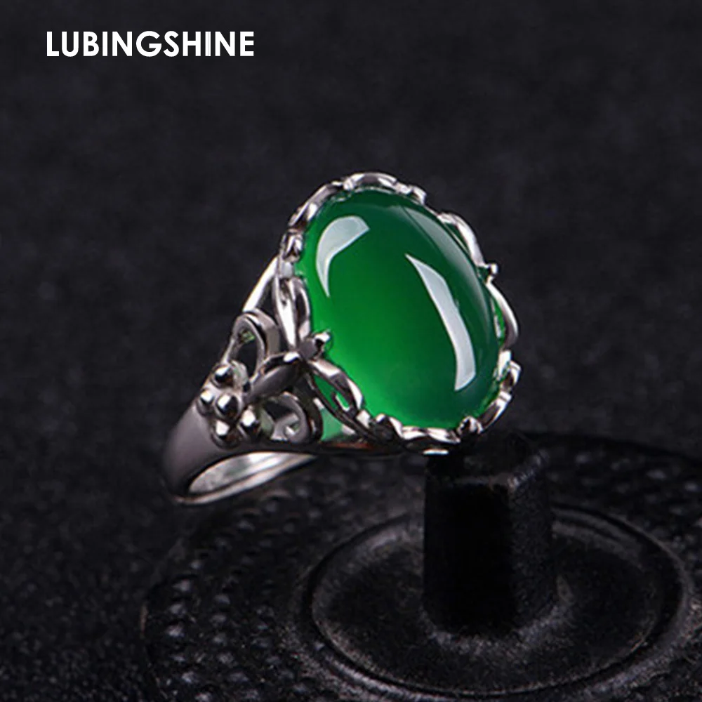 

Fashion Green Faux Stone Oval Finger Open Ring Adjustable Silver Color Knuckle Rings for Women engagement Jewelry Bague Femme