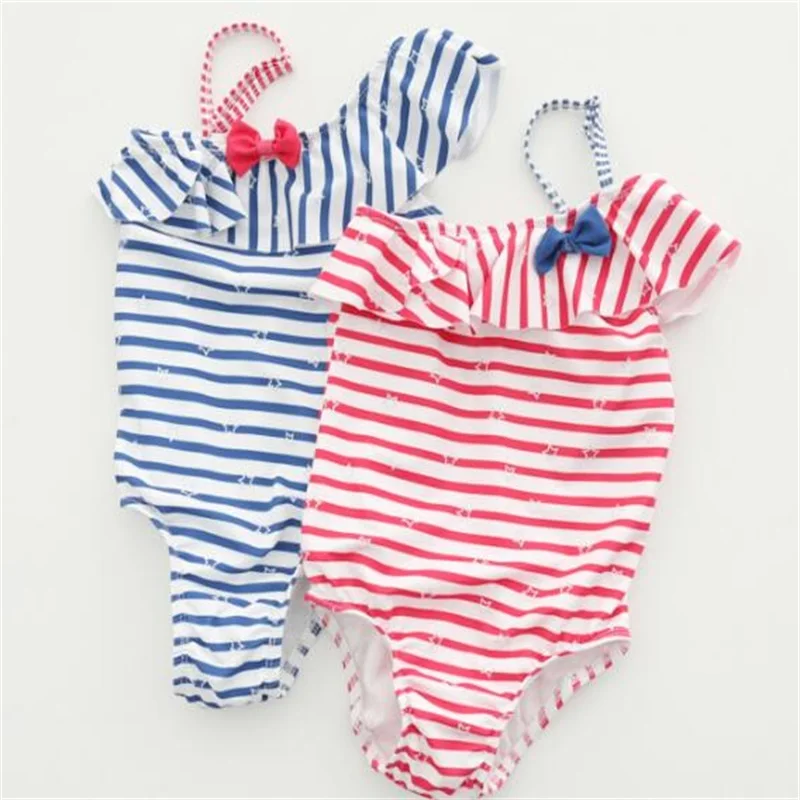 

Children Striped Swimwear Baby Girl Beachwear One Piece Swimsuit