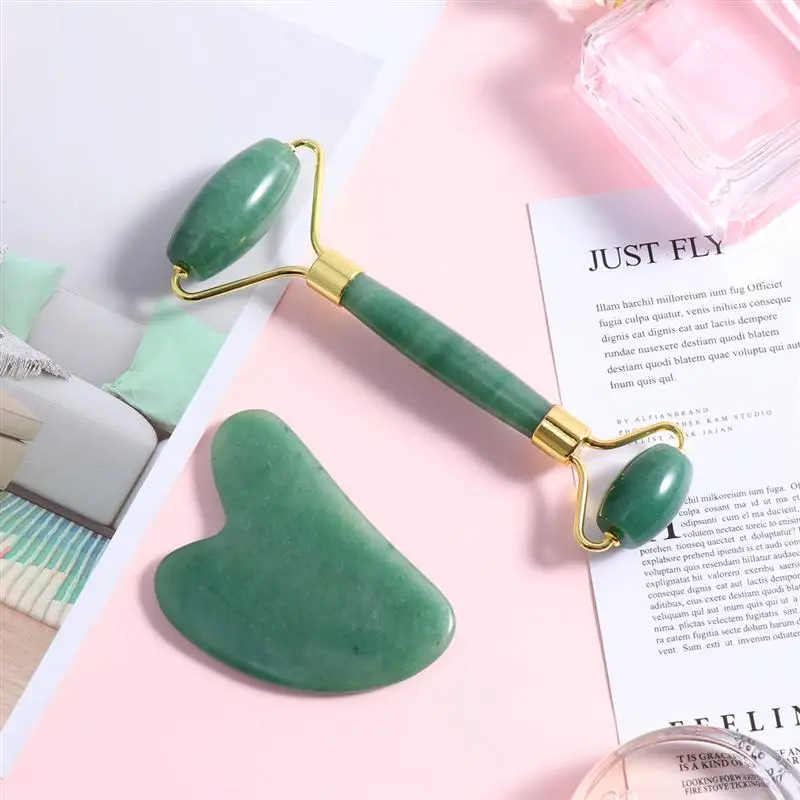 1 Набор Gua Sha скребок пластина и ролик для массажа лица набор ручной массажный инструмент традиционный скребок для лица инструмент для ухода за кожей Массажер