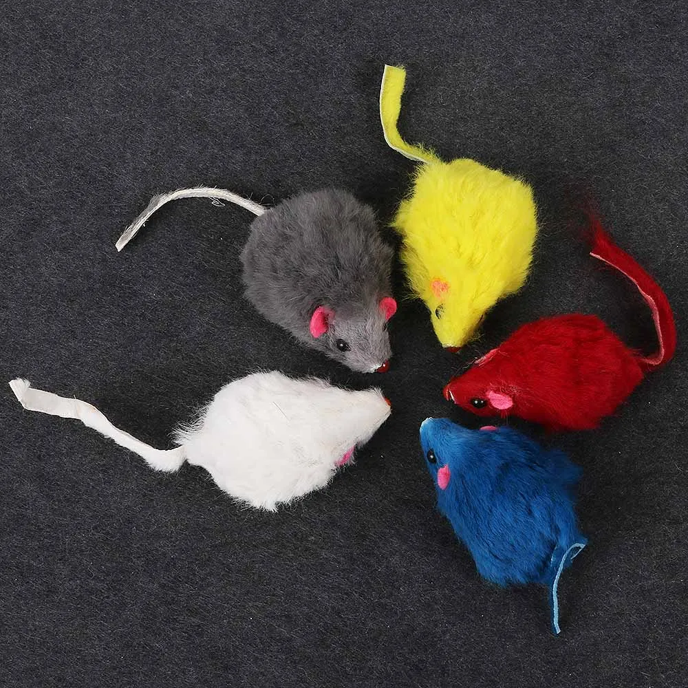 10PCS New Mini Funny Rabbit Fur False Mouse Simulation Mice with Squeak Noise Playing Toys For Cats Kitten Pet Supplies