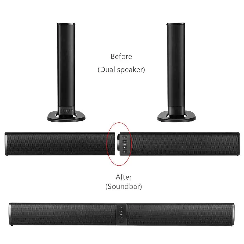 Home Theater 20W Bluetooth Soundbar Tv Aux Optic Bluetooth Soundbar Speakers Column Soundbar With Subwoofer Speaker For Tv