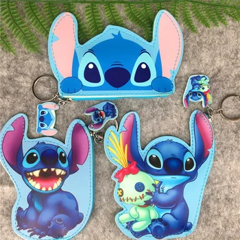 

1PC Cartoon Stitch PU Purse Card Key Mini Purse Pouch PU Coin Bag Small Zipper Coin Purse Card Holder Wallet
