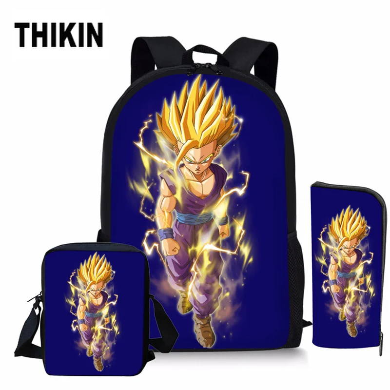 

THIKIN Cool School Bag Sets Cartoon Dragon Ball Z Print Schoolbag for Boys Pencil Box Students Kids Book Bags Mochila Escolar
