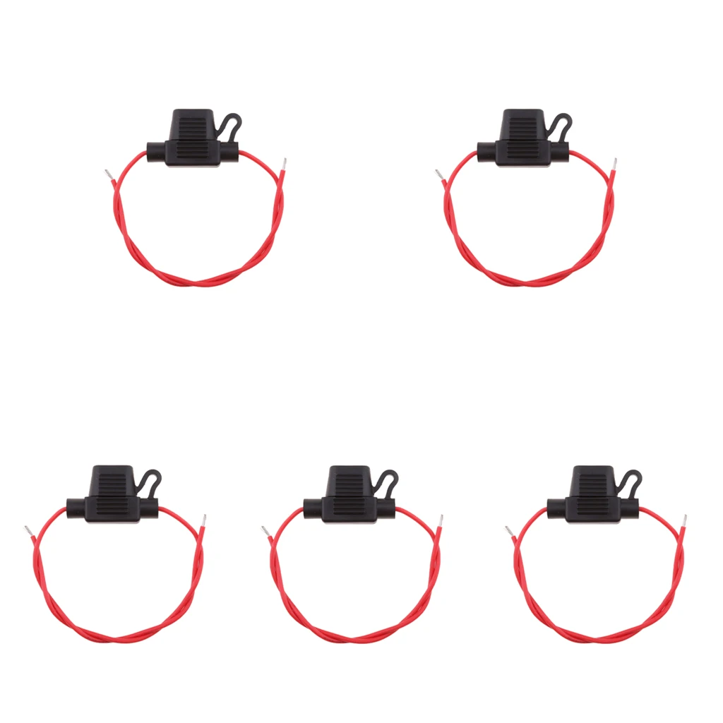 5 Pcs/Set Car Blade Fuse Holders With Wire Car Fuses 18 AWG ATM/APM Blade Inline Fuse Holder For Car Boat Truck RV Etc