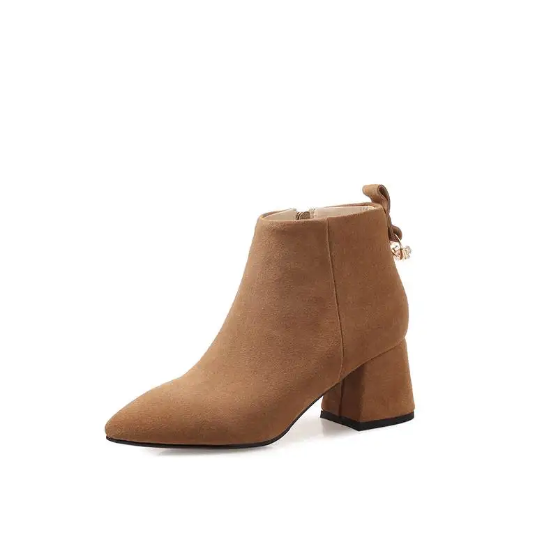 Platz Heels Neue Brown Wildleder High Rhinstone Stiefeletten 2018 Smirnova schwarzes Spitz Kuh Leder light Nähen Mode Frauen Gray Stiefel Herbst Rd6x7xwq
