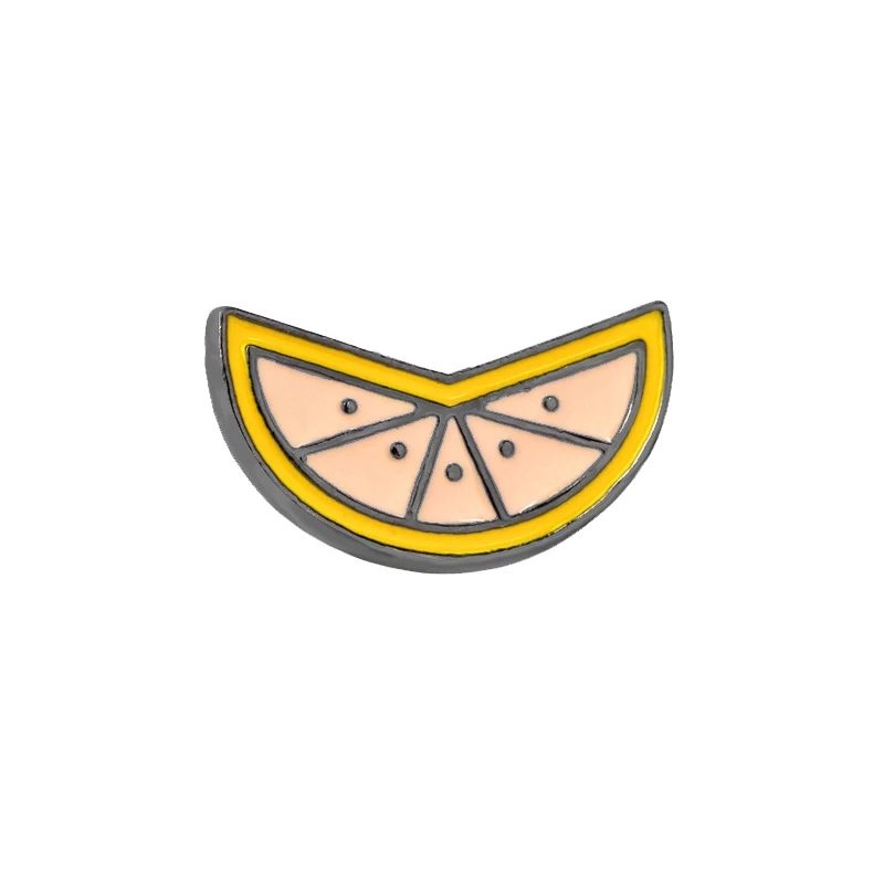 Модные брошки в виде фруктов банан/лимон/Персик/оранжевый/металлическая Глянцевая прищепки джинсовые эмблемы для мужчин и женщин ювелирные изделия детские украшения подарки - Окраска металла: Lemon