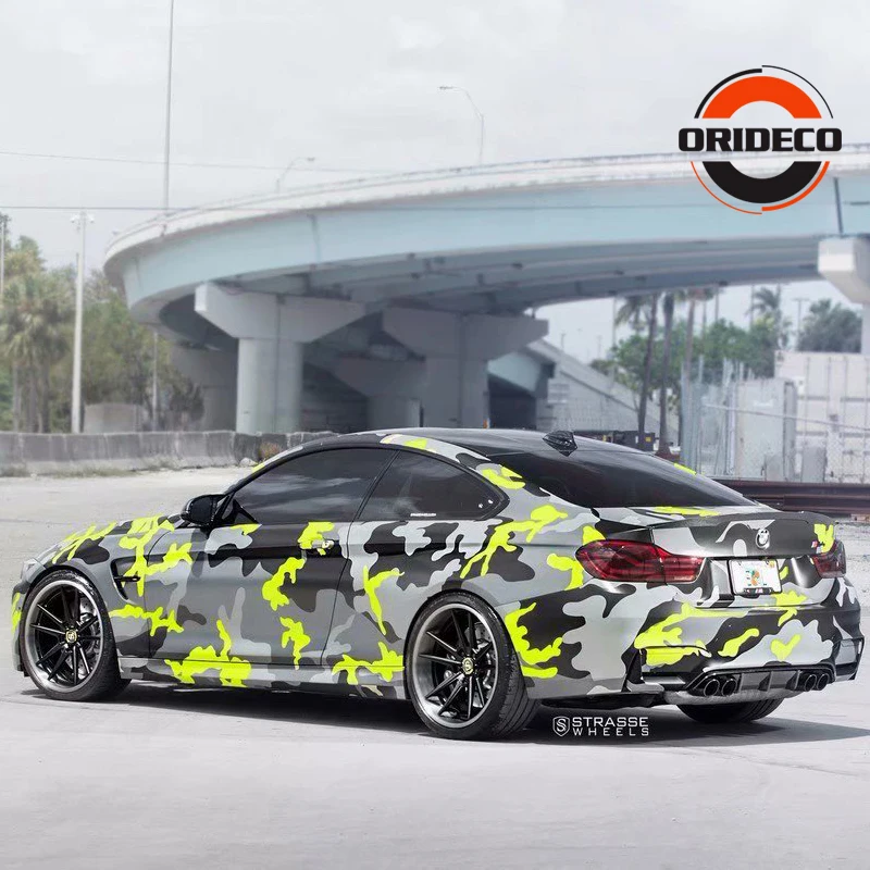 Vinil para Auto Envoltórios do Corpo 25 30 m * 1.52 Amarelo Preto Cinza Camuflagem Folha Vinil Fluorescente Camo Veículo 5 - 10 15 20 11 Folha vinil Fluorescente Amarelo Preto Camo Vinil