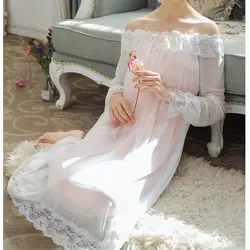 5 цветов женские мягкие элегантные длинные Ночные рубашки для девочек Женский сладкая принцесса сна домашнее платье леди Кружево