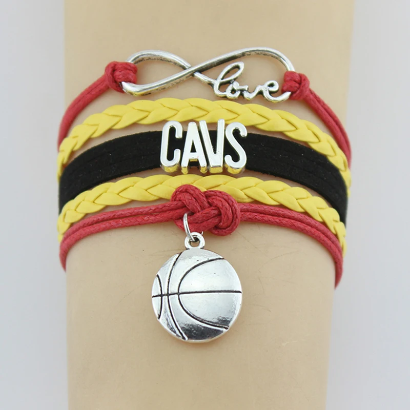 Infinity Love Cavs Basketball Team Bracelet Handmade Leather Braid