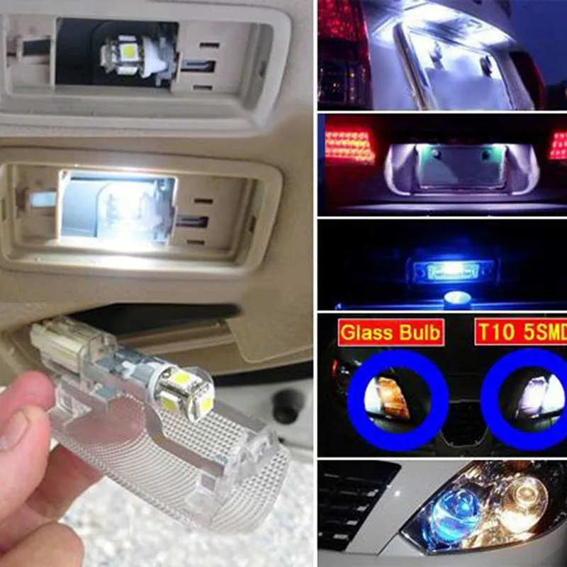 Katur 10 шт. T10 W5W светодиодный светильник 5 SMD белый синий красный желтый зеленый 194 168