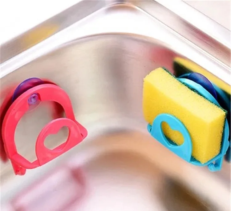

Multicolor Kitchen Suction Cup Sponge Storage Rack Sponge Drain Water Clip Wire Ball Dish Cloth Kitchen Faucet Rack Hook