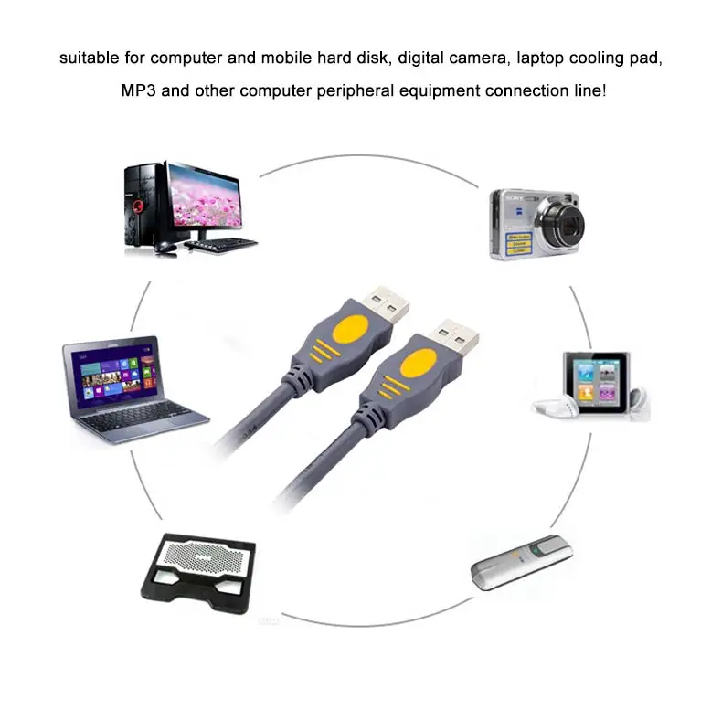 2USB to USB Cable A to Male High Speed Cord Data Adapter Sync Cable For HD Car Radiator Webcom 5M 10M 20M Extender Cable(China)