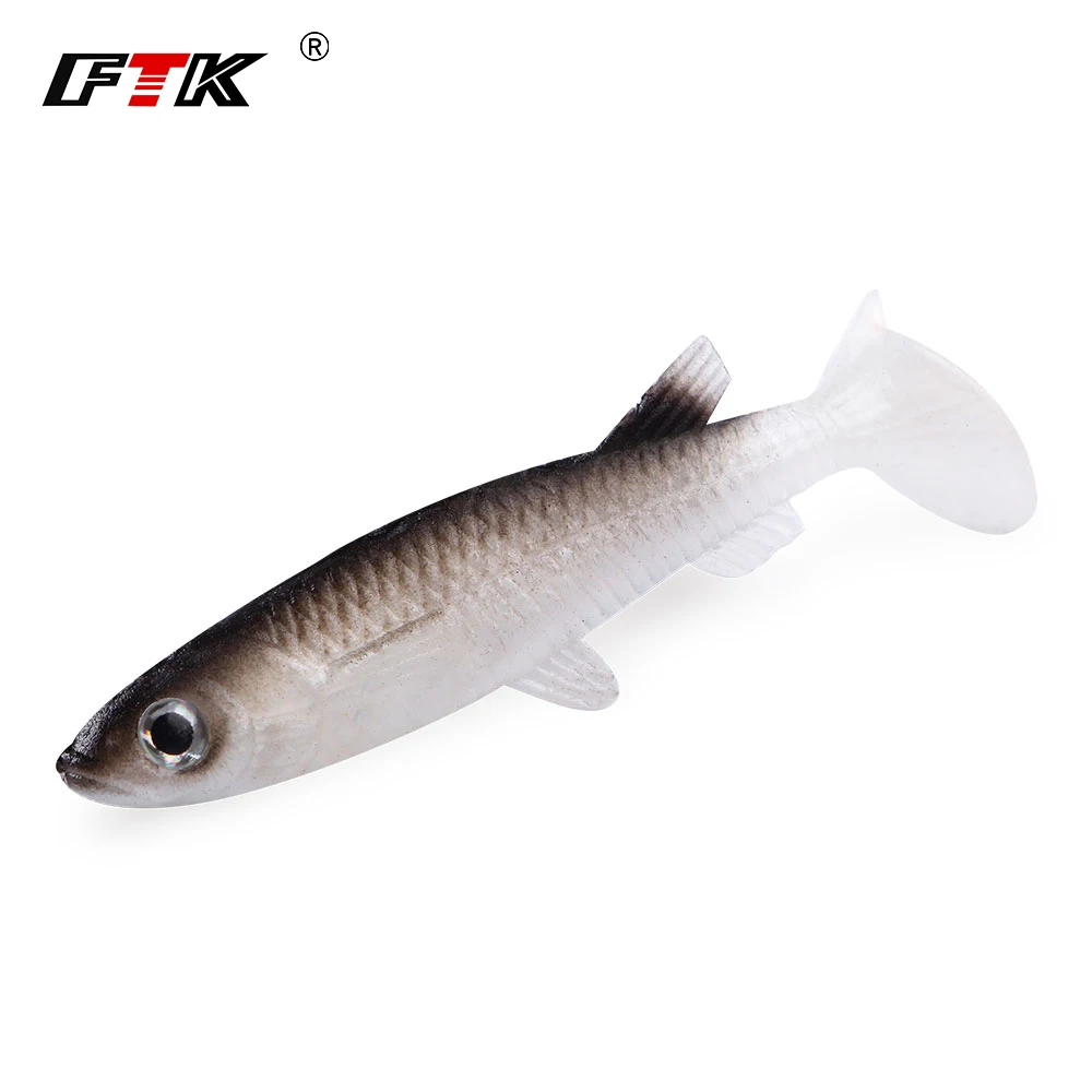 FTK 6CM/5.5G Soft Lure 5pcs/lot for Fishing Shad Fishing Bass Lure Fishing Worm Swimbaits Jig Head Soft Lure Fly Fishing Bait