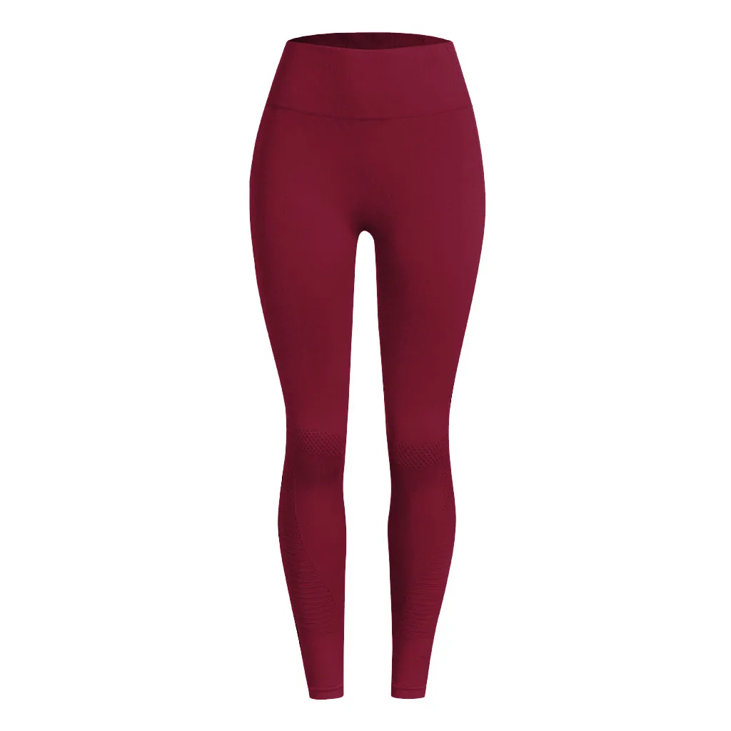 Женские Бесшовные однотонные спортивные обтягивающие штаны для йоги черные спортивные Леггинсы для фитнеса женские штаны с высокой талией# G3 - Цвет: Красный
