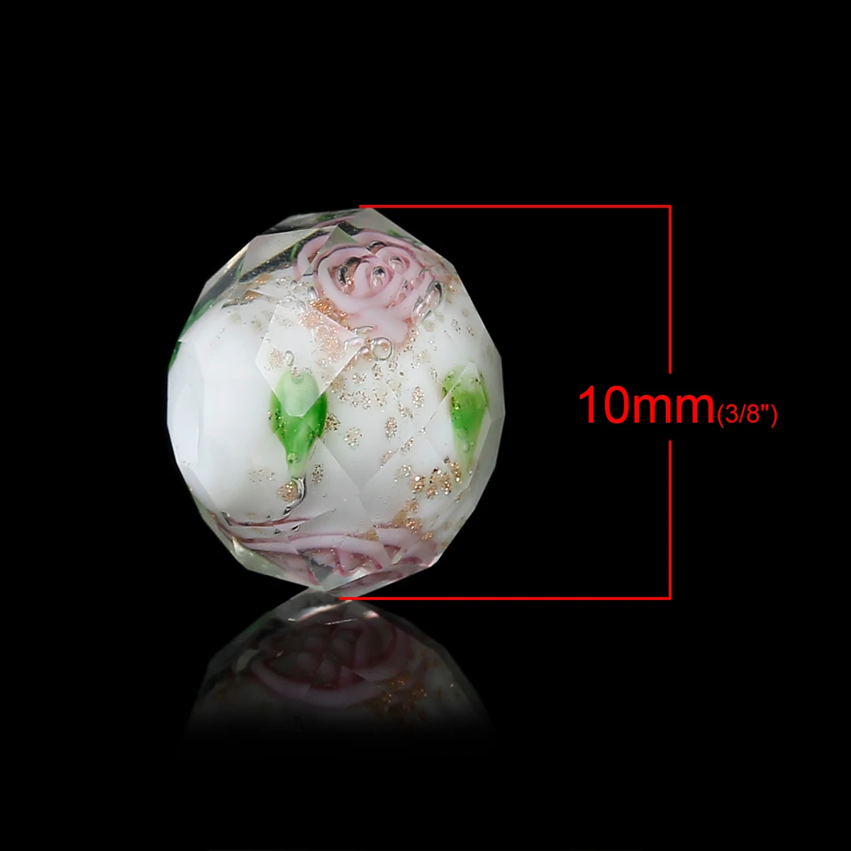 DoreenBeads круглые стеклянные бусины с разноцветным цветком граненые около 10 мм x 8
