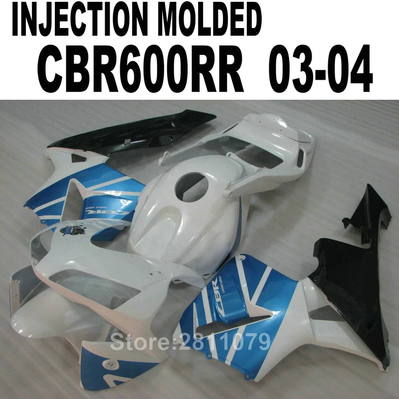 ВПРЫСКА Верхняя часть формы продажа обтекатель комплект для Honda CBR600RR 03 04 белые
