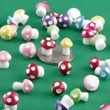 10Pcs/lot Fairy Garden Miniatures Mini Mushroom Garden Decoration Resin Mushroom Craft Miniature Fairy Figurines Manualidades