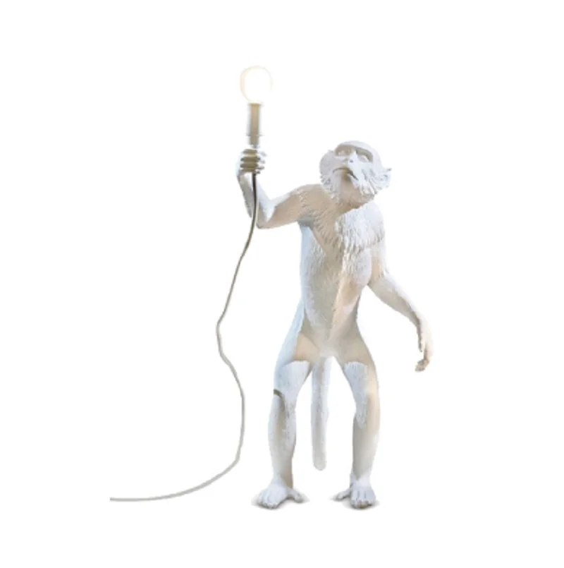 Постмодерн промышленная белая лампа в форме обезьяны из смолы освещение детская комната черная обезьяна огни настенный светильник подвесной светильник домашний декор - Цвет абажура: White  D