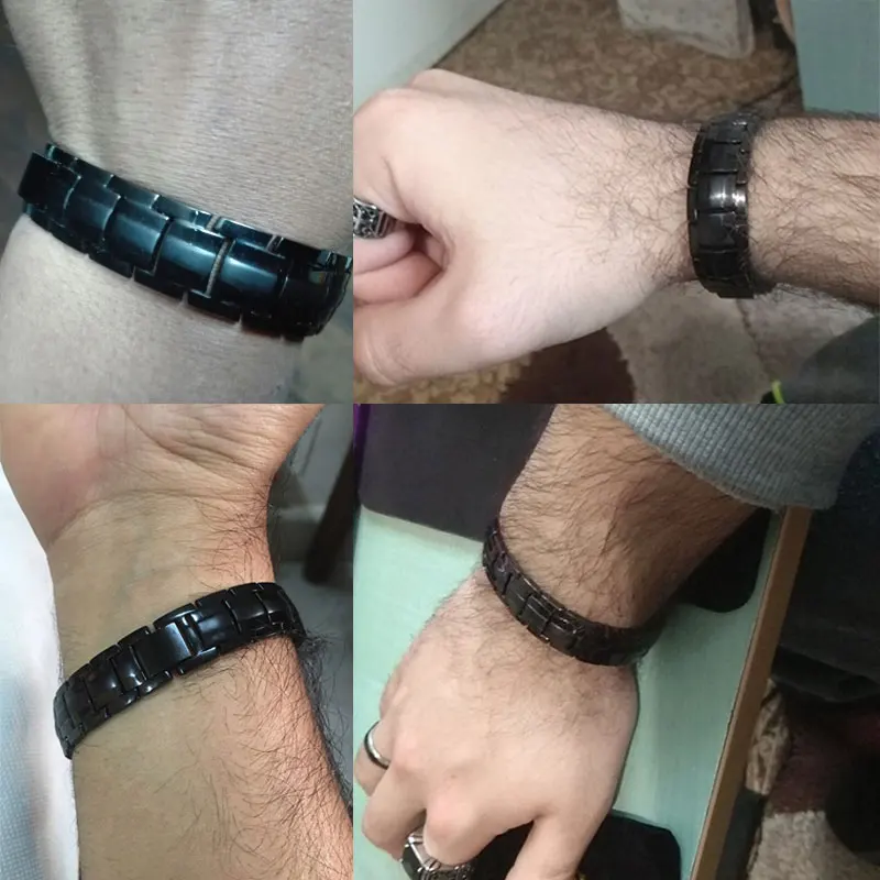 Мужской Магнитный Браслет Escalus 4 в 1 черный титан отрицательные ионы|health bracelet|bracelet