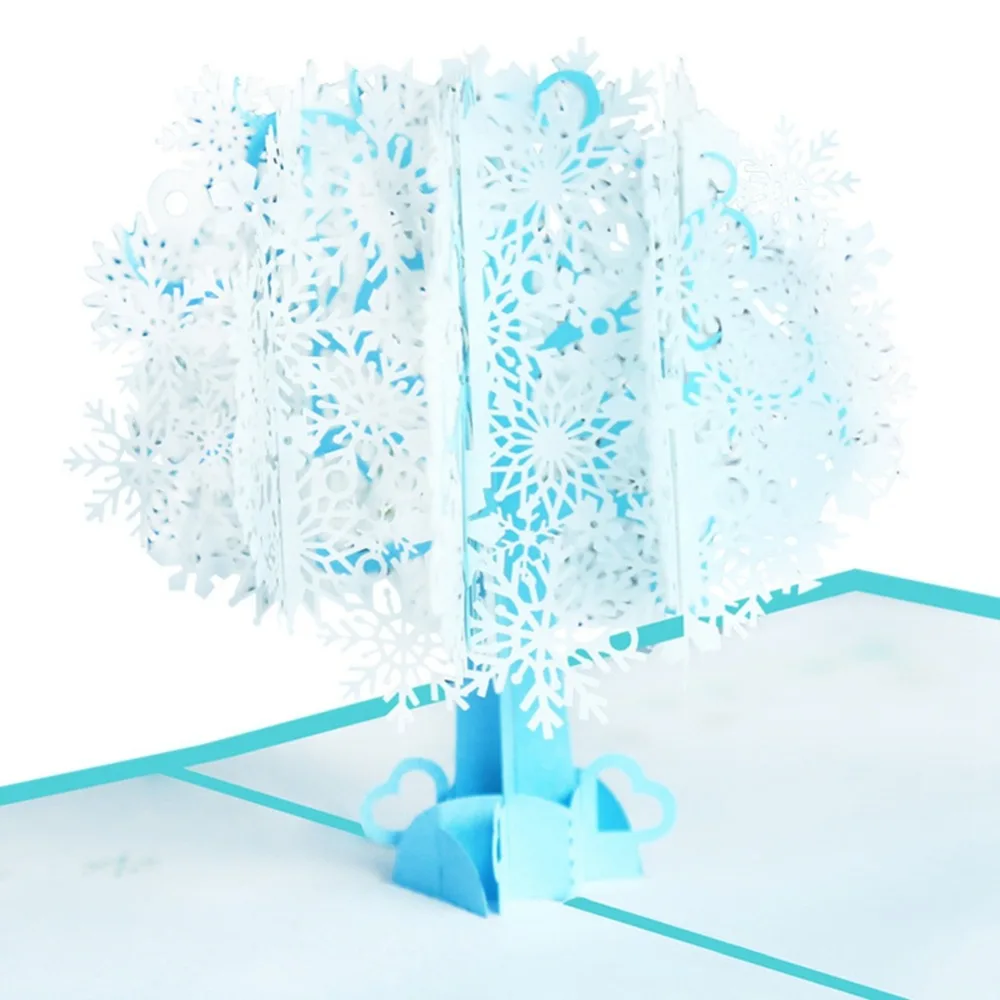 wedding invitations Handmade Merry Christmas Greeting Card 3D Pop Up Tree Box Snowflake Greeting Card Craft Holiday Invitation (1)