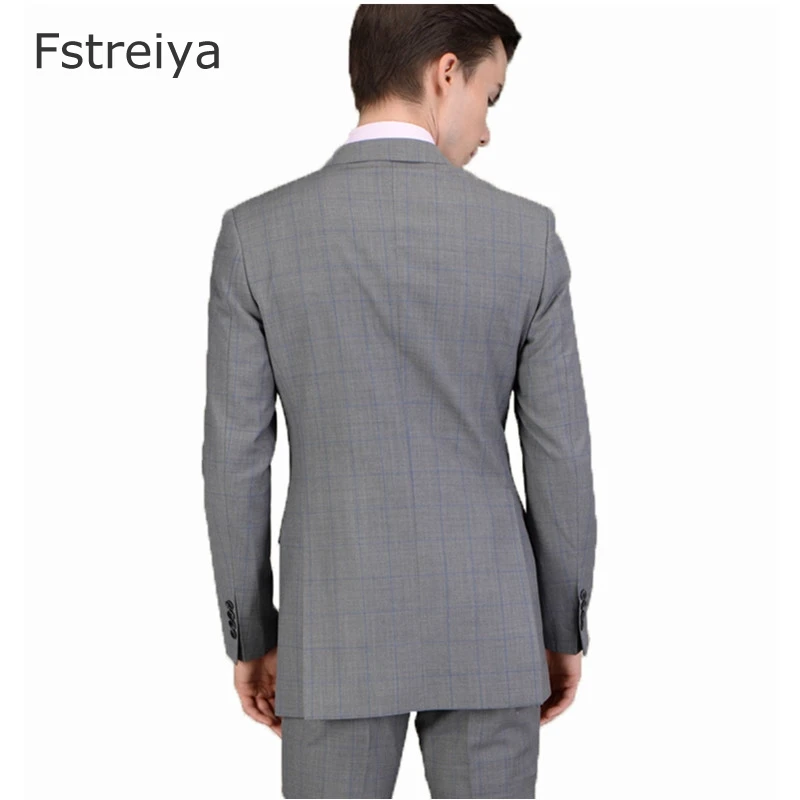 Wool Gray grid Custom made man suit men clothing customized Formal tailor suit Blazer  high-quality suits 2 piece (jacket+pants)