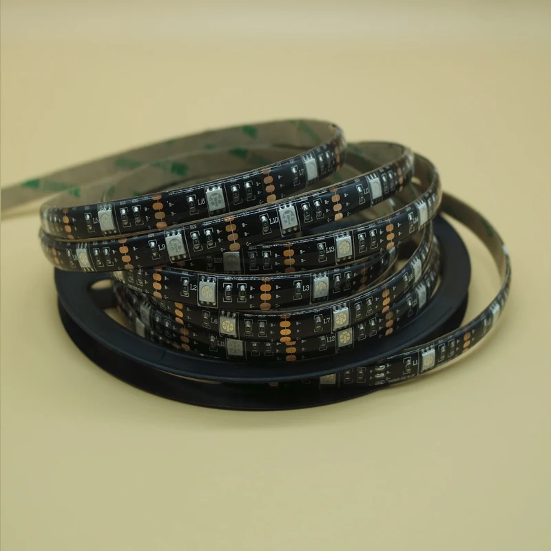 

5050 RGB Flexible LED Strip light 60LEDs/m 12V 1/2/3/4/5m Black PCB Non-waterproof Waterproof diode tape led ribbon Lamp