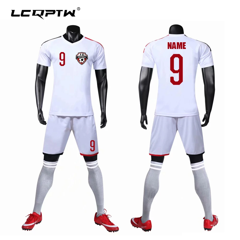 

Custom Soccer Jersey Futebol White Design Fully Sublimation Football Uniform Breathable Quick Dry Camisas De Futebol full sets