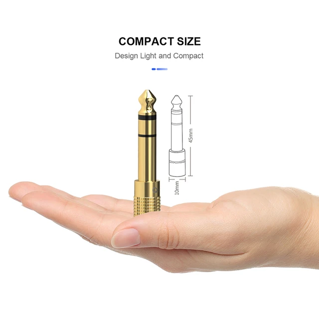 QGeeM-Adaptador de Audio para amplificador de auriculares, Jack 6,5, 6,35, 3,5mm, conector macho a 6,3mm, convertidor de 3,5mm QGeeM-Adaptador de Audio para amplificador de auriculares, Jack 6,5, 6,35, 3,5mm, conector macho a 6,3mm, convertidor de 3,5mm