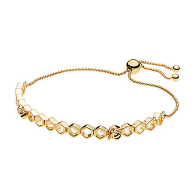 

SIEMTO 100% 925 Sterling Silver 1:1 Genuine Brand New Charm 18K Gold Bee Bracelet Ms. Beehive Elegant Temperament Bracelet