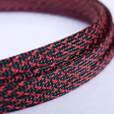 red black 10 м кабельная муфта черная утепленная плетеный рукав ПЭТ расширения высокой плотности Обшивка 3/4/6/8/10/12/14/16 мм защита проводных линий - Цвет: red black