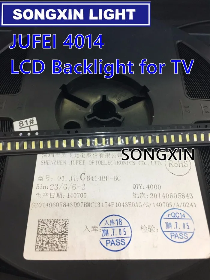 200 шт. светодиодный светильник JUFEI LED подсветка 0 3 Вт 3В 4014 холодный белый 90ма ЖК