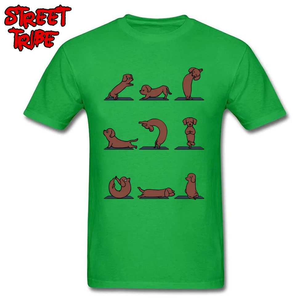 Tops Shirts Dachshund yoga Tops Shirt Labor Day Prevalent Design Short Sleeve All Cotton O-Neck Men's T-Shirt Design Dachshund yoga green