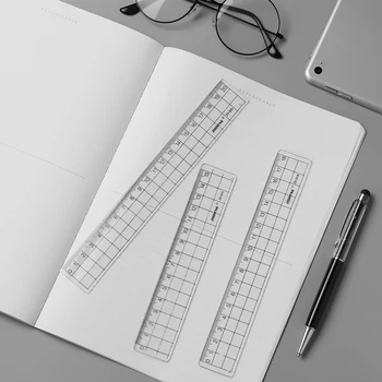 

2 PCs Transparent Square Ruler 15/18/20cm Simple Acrylic Ruler for Math Learn Drawing Stationery School Student Supplies