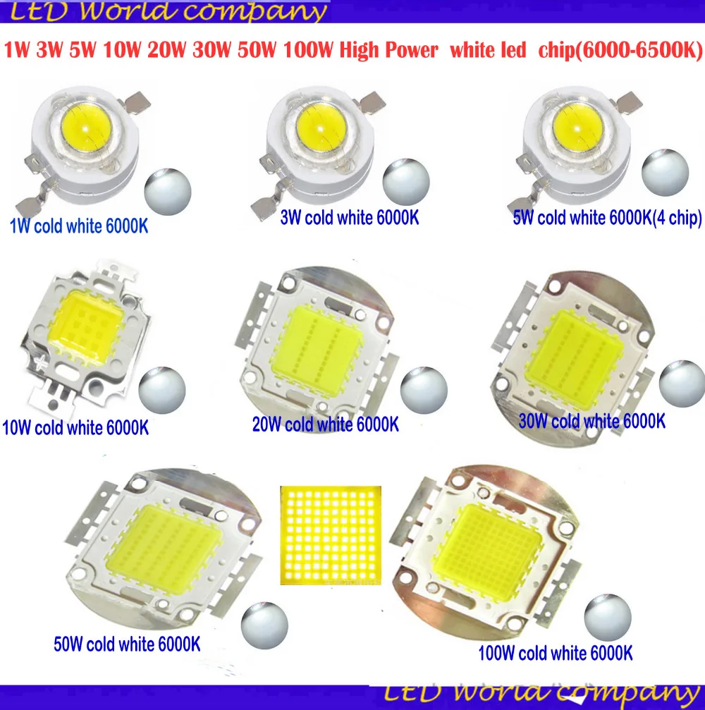 Светодиодный чип высокой мощности SMD 6000-6500K 1 Вт 3 Вт 5 Вт 10 Вт 20 Вт 30 Вт 50 Вт 100 Вт светодиодный белый диод