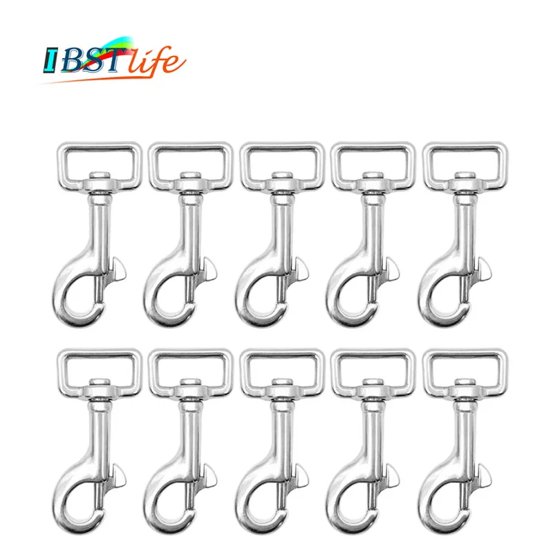 10 PCS IBST LIFE 74mm SS304 Swivel-Eye Bolt Spring Snap Hook Square Eye Swivel Quick Hook Hiking Camping Carabiner Pet Chains
