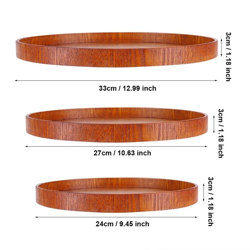 Круглый натуральный поднос для еды отеля деревянная тарелка Ресторан Фруктовая тарелка поднос для хранения коричневого дерева