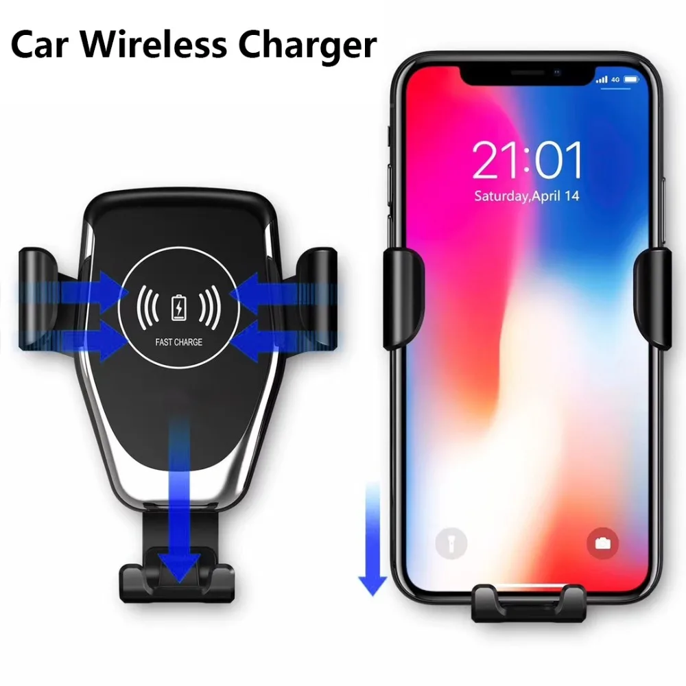 

2019 Car Wireless Charger For iPhone Xs Max XR X Samsung Intelligent Infrared Sensor Fast Wirless Charging Car Phone Holder