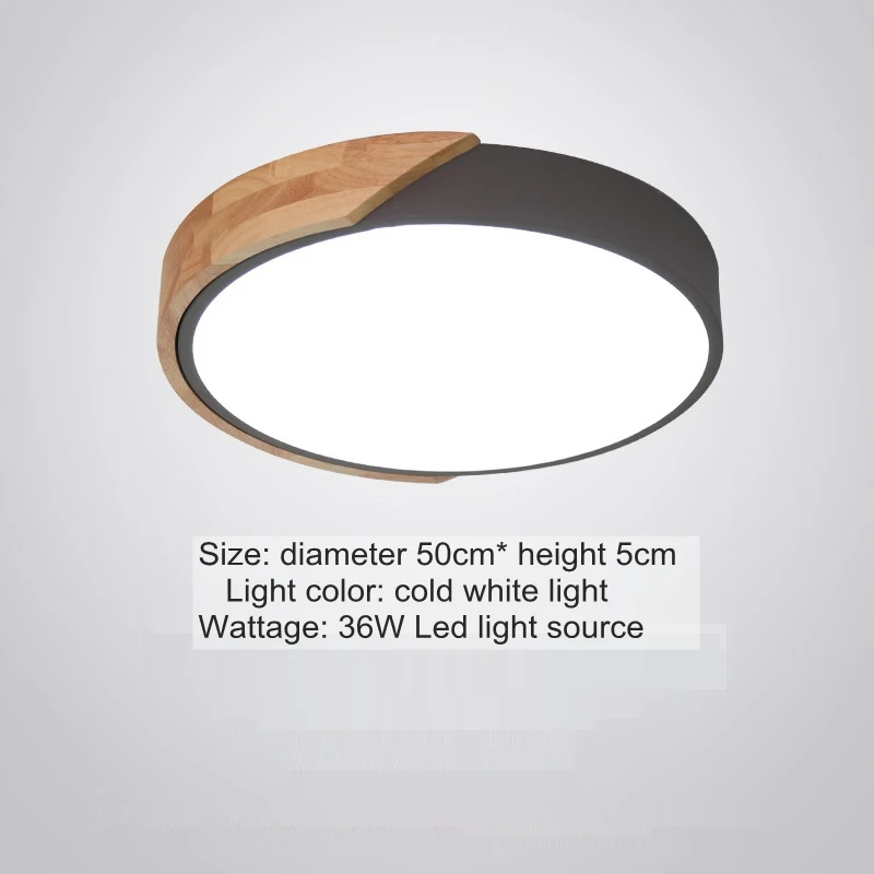 50cm Wood Black LukLoy, современный светодиодный потолочный светильник с заподлицо, круглый светильник для гостиной, светильник для учебы, спальни, поверхностное крепление, деревянный потолочный светильник - Цвет корпуса: 50cm Wood Black