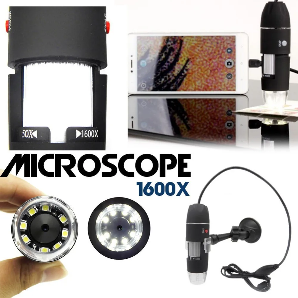 1600X1000X500X8 светодиодный USB цифровой микроскоп Эндоскоп камера микроскопио Лупа с подставкой электронный монокулярный микроскоп