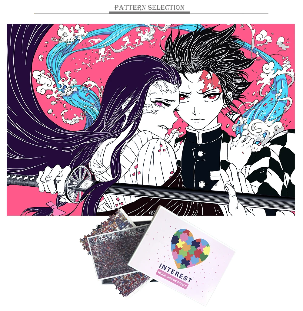 MOMEMO аниме головоломка демон убийца Kimetsu No Yaiba головоломка игрушка 1000 штук деревянный мультфильм взрослые головоломки Дети сюрприз подарки